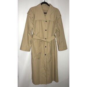Samuel Martin Long Sleeve Button Up Rainwear Coat Tan Womens Size 12 Made In USA